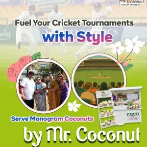 Monogram coconuts for cricket tournaments – sip, celebrate, repe