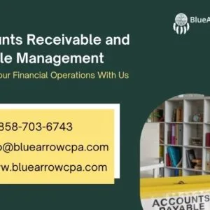 Accounts receivable and payable management services | blue arrow