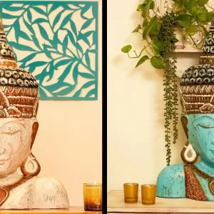 Peaceful vibes, artistic charm - buddha face table decor