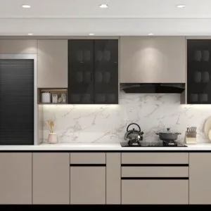 Straight line kitchen layout