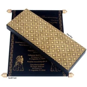 Elegant scroll wedding invitations | custom scroll cards & boxes