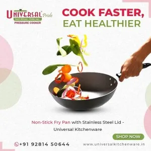 Buy best non-stick fry pan with stainless steel lid in hyderabad