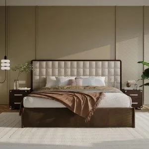 Wooden double bed & spacious double bed with storage