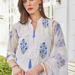 Chanderi cotton hand-blocked kurta