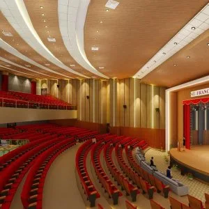 What are grooved wooden acoustic panels and where are they used?