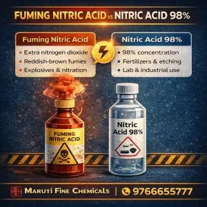 How is fuming nitric acid different from regular nitric acid?