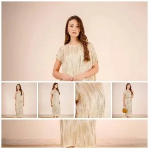 Chic long sleeve metallic dress for evening events
