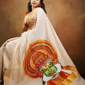 Hand painted sarees crafted by skilled indian artists