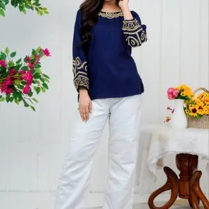 Blue cotton chic dori top for women who love everyday comfort