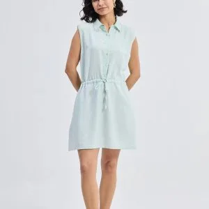 Shop women’s drawstring shirt dress in stripes | effortless ever