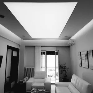 Stretch ceiling and interiors