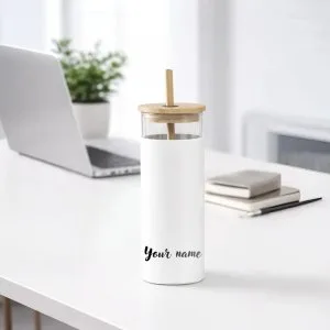 Glass sipper with straw