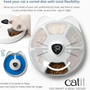 Catit pixi smart 6 meal feeder automatic cat food dispenser