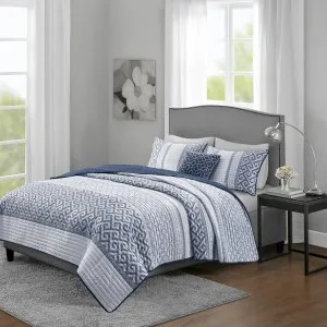 Bennett 4 piece jacquard quilt set with throw pillow