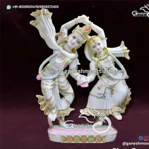 Traditional radha krishna marble statue by expert artists