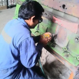 Cast iron crack repair cold metal stitching