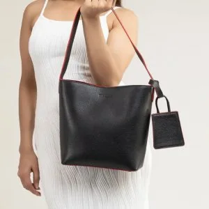 Leather tote bag