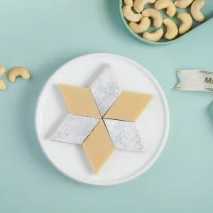 Delicious kaju katli sweet made with pure desi ghee nuts