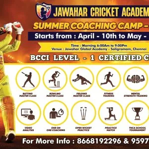 Jawahar cricket academy summer coaching camp 2026 chennai