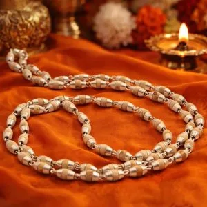 Pure tulsi mala with silver cap for spiritual protection