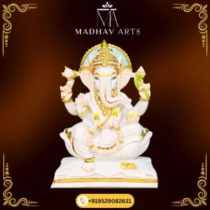 Ganesh marble murti for home crafted by skilled artisans