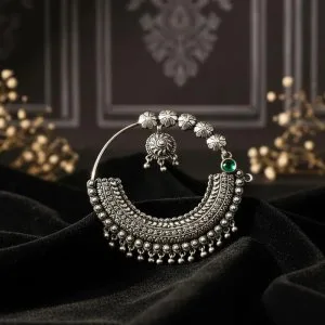 Pahadi suhagan nath traditional silver bridal nose ring