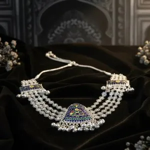 Aipan phool necklace traditional silver floral necklace kanc