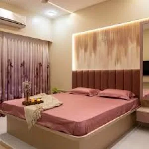 Bed with modern headboard