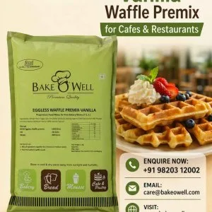 Eggless vanilla waffle premix for cafes restaurants in india