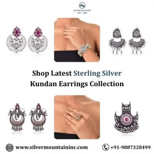 Shop latest sterling silver kundan earrings collection