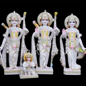 Graceful marble ram darbar idols for sacred home mandir spaces