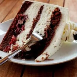 Chocolate cake with white frosting