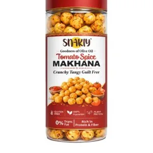 Snakiy tomato spice makhana healthy crunchy snack