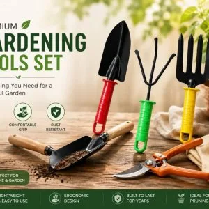 Colorful 3pcs garden tool set with plastic handle makerbazar