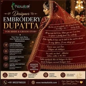 Bridal story embroidery dupatta designs by newleafskills