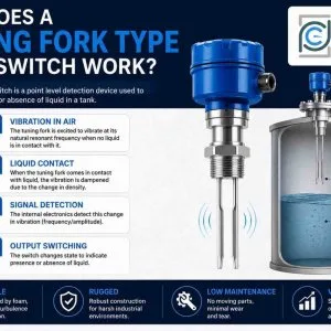 How does a tuning fork type level switch work