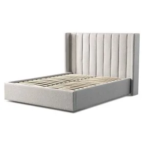 Queen bed frame wide base in clay grey