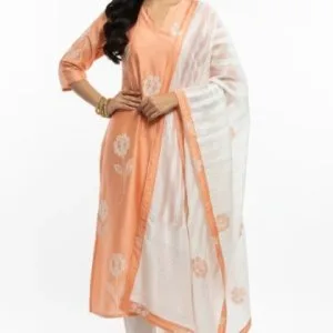 Peach floral kurta set for college girls pastel outfit rs 219