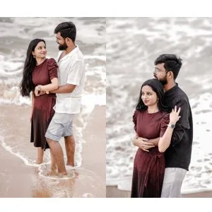 Beach pre wedding shoot in chennai by Moments Book photography
