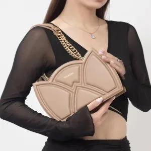 Tulip beige leather shoulder bag for women premium everyday sh
