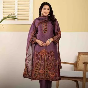 Kiaasa ethnic wear purple embroidered suit