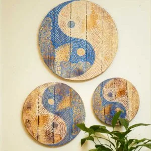 Handmade decorative wooden plates for unique interior styling