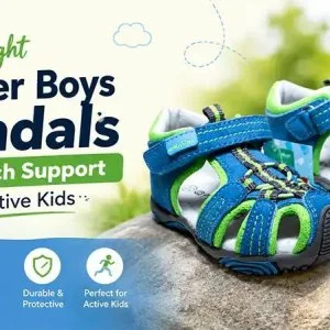 Lightweight toddler boys sandals with arch support for active ki