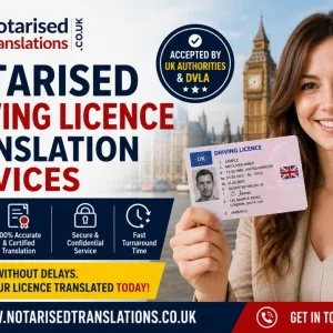 Certified notarised driving licence translation uk