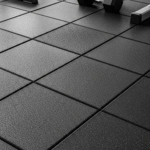 Rubber floor tiles