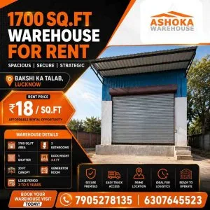 Small size warehouse for rent 1700 sqft warehouse on sitapur