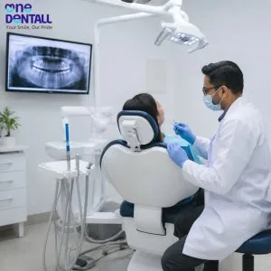 One dentall tooth replacement with prosthodontics