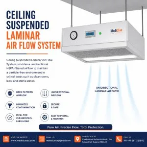 Ceiling suspended laminar air flow system