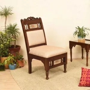 Buy premium teak wood chair with cushion for home office