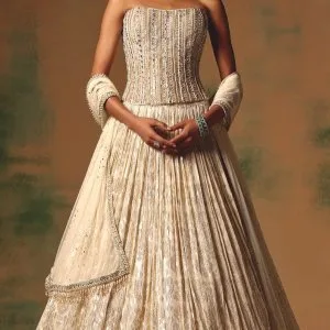 Buy Designer Corset Lehengas Online in USA Basanti Kapde Aur K